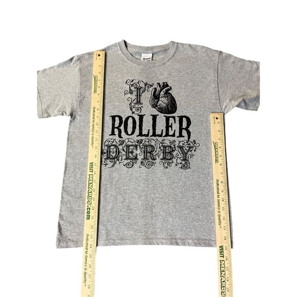 I Heart Roller Derby T-Shirt Youth L New Graphic Tee Custom Ink Tag Attached - Picture 10 of 14